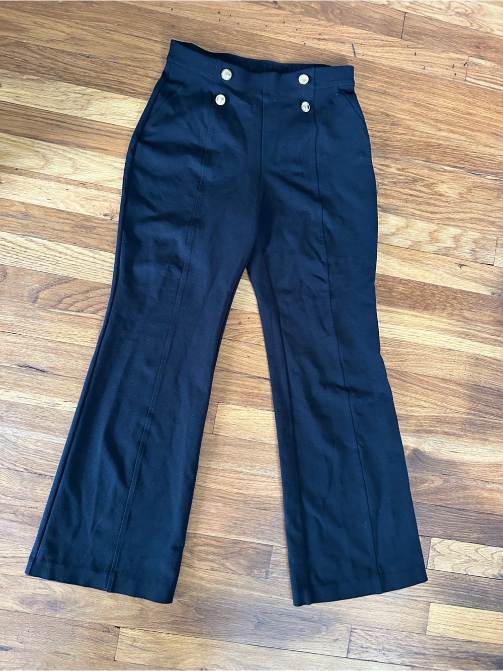 Michael Kors Black Pants with Gold Tone buttons straight leg